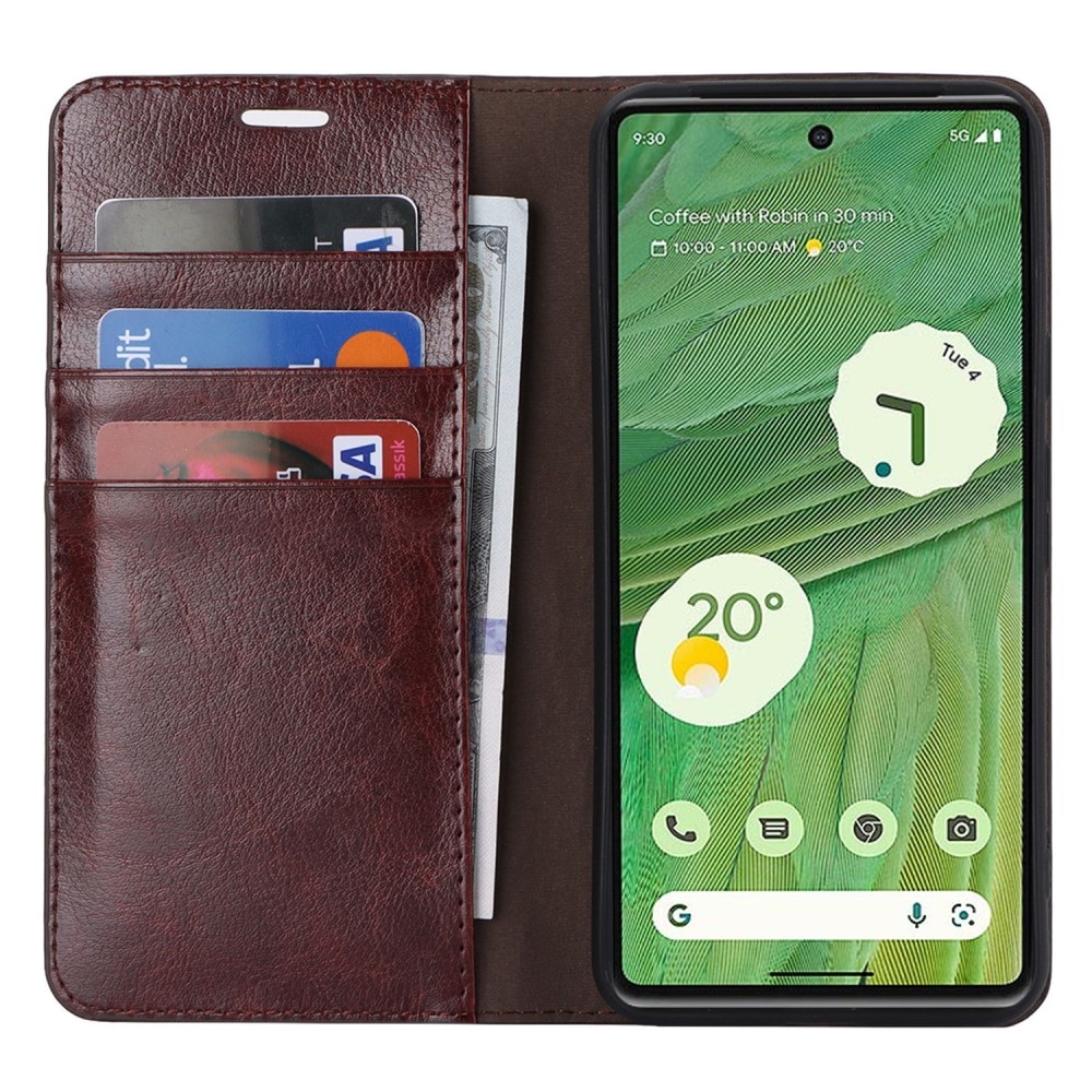 Cover Portafoglio in vera pelle Google Pixel 8 Pro marrone scuro