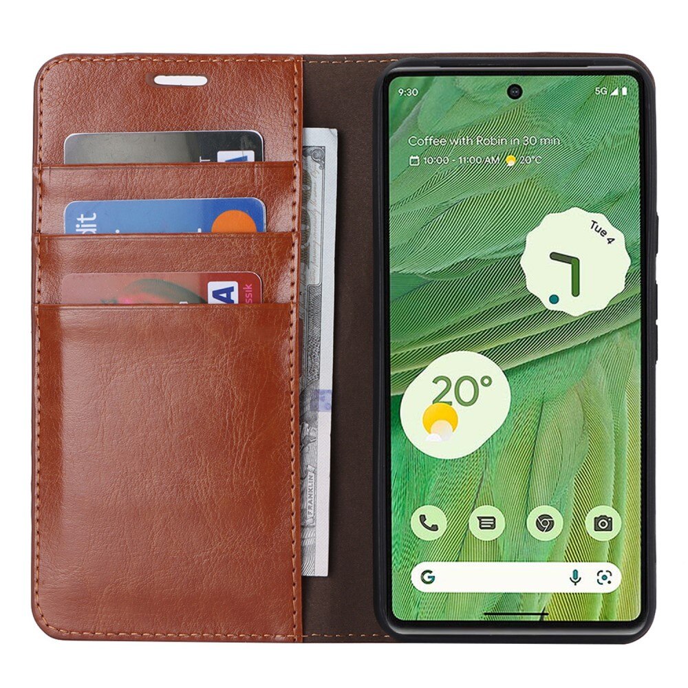 Cover Portafoglio in vera pelle Google Pixel 8 Pro marrone