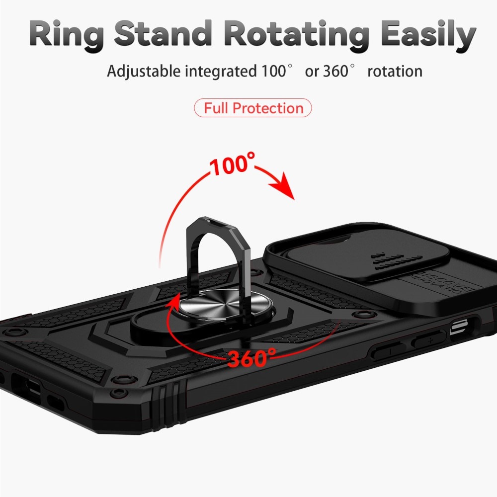 Cover ibride con anello e protezione fotocamera iPhone 15 Pro Max nero