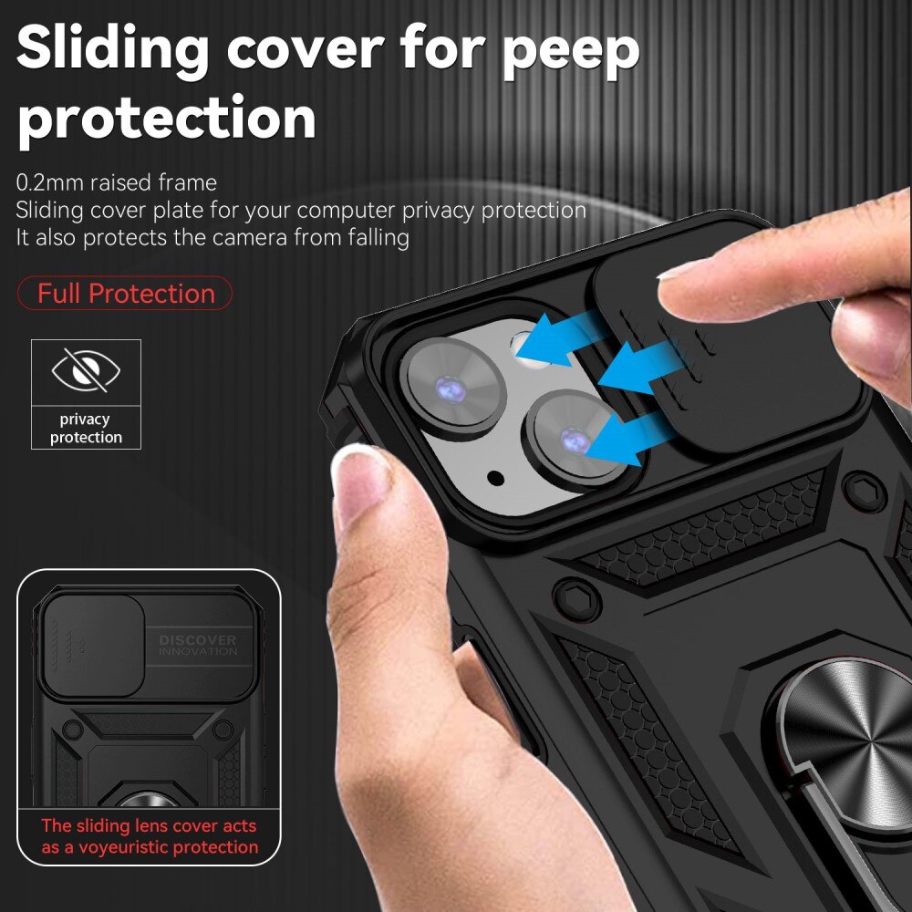 Cover ibride con anello e protezione fotocamera iPhone 15 Plus nero