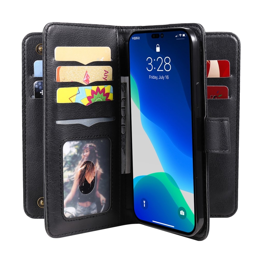 Cover portafoglio Multi-slot iPhone 15 Pro Max, nero