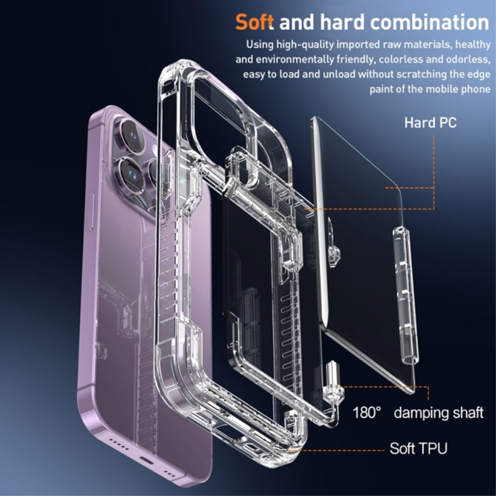 Kickstand Cover ibride portacarte iPhone 15 Pro trasparente