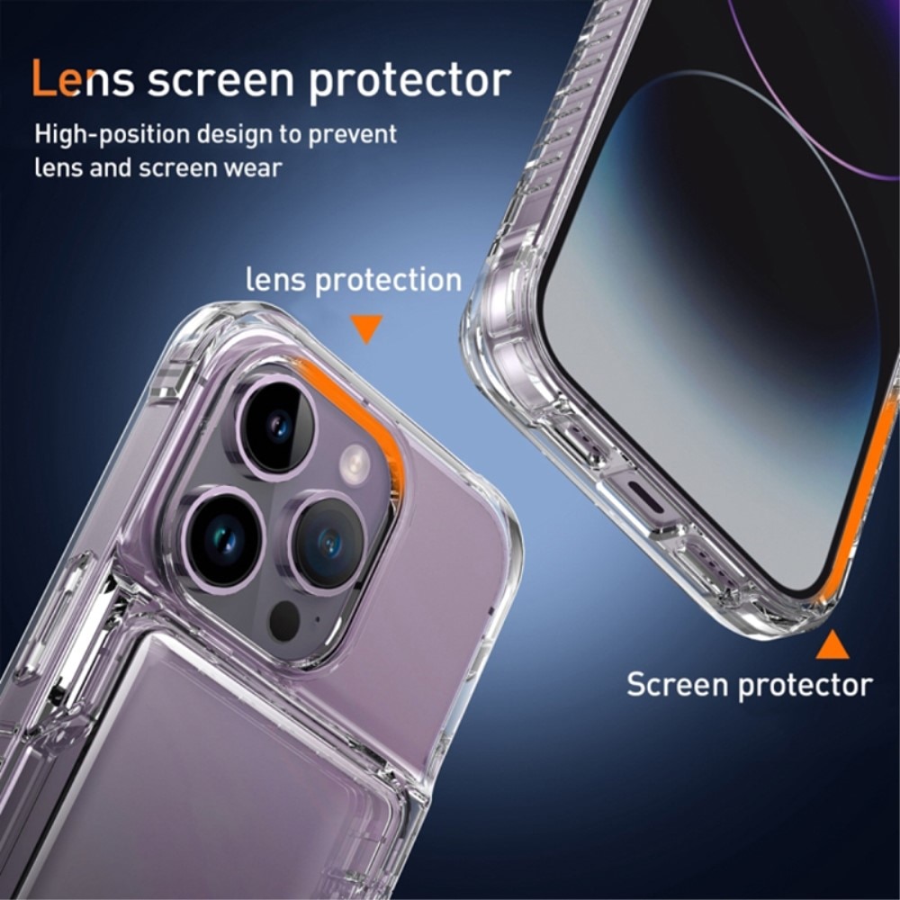 Kickstand Cover ibride portacarte iPhone 15 Pro Max trasparente
