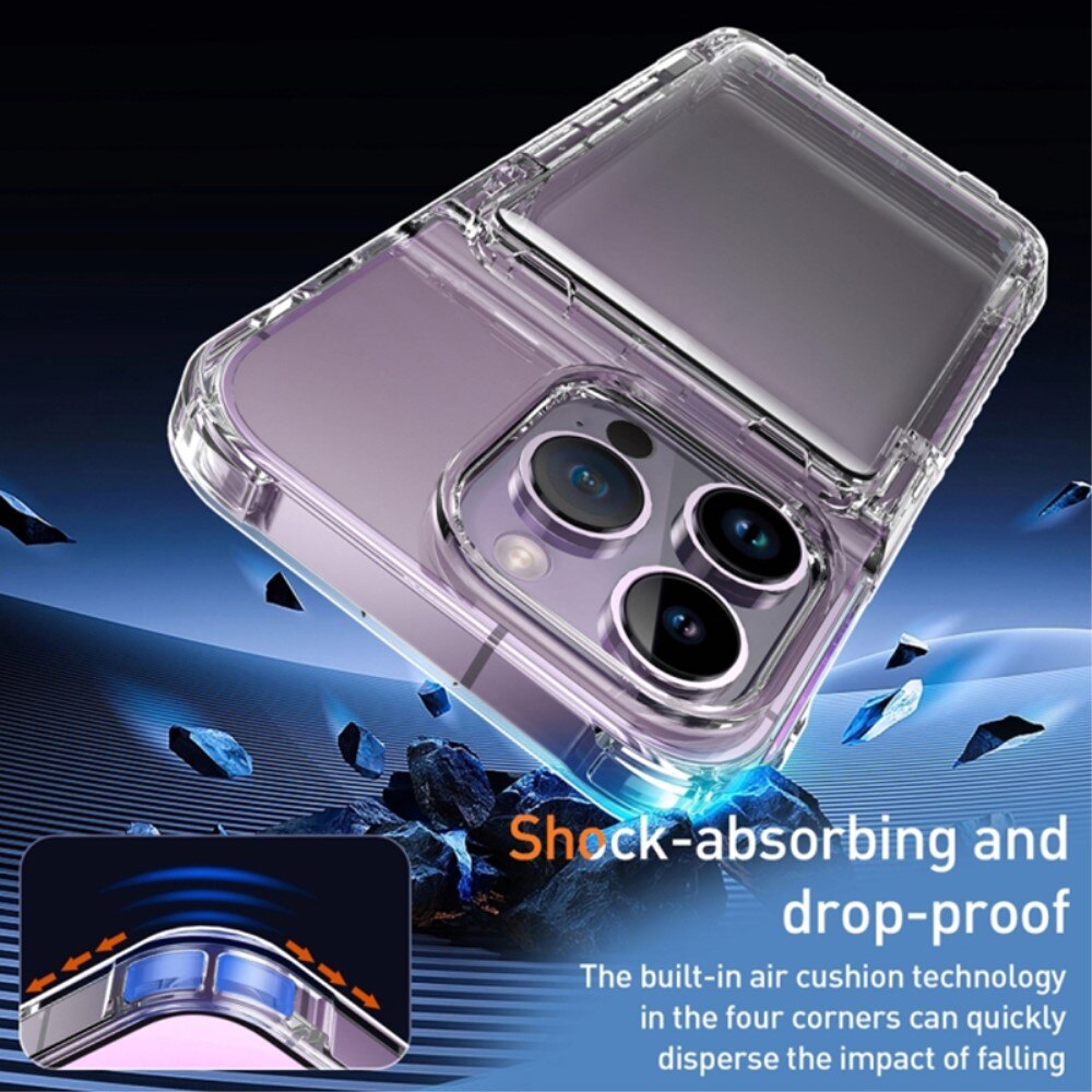 Kickstand Cover ibride portacarte iPhone 15 Pro Max trasparente