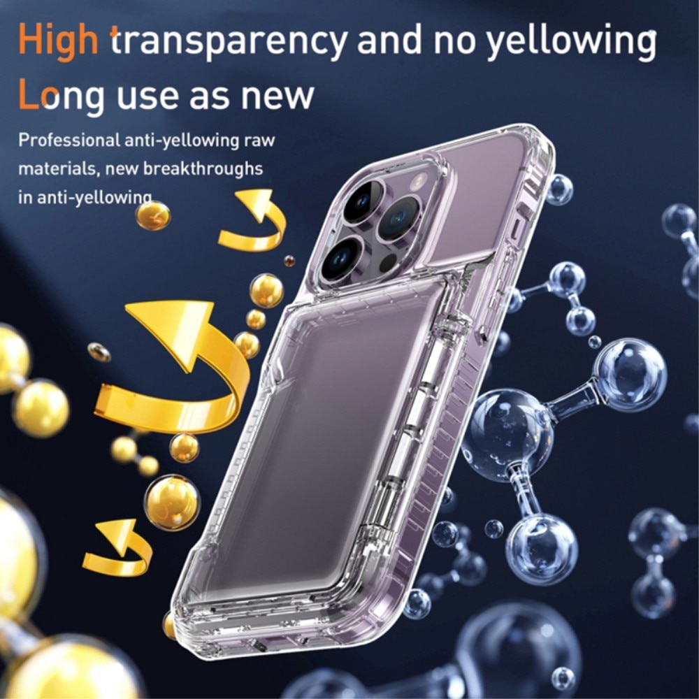 Kickstand Cover ibride portacarte iPhone 15 Pro Max trasparente
