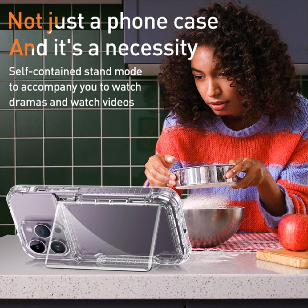 Kickstand Cover ibride portacarte iPhone 15 Pro Max trasparente