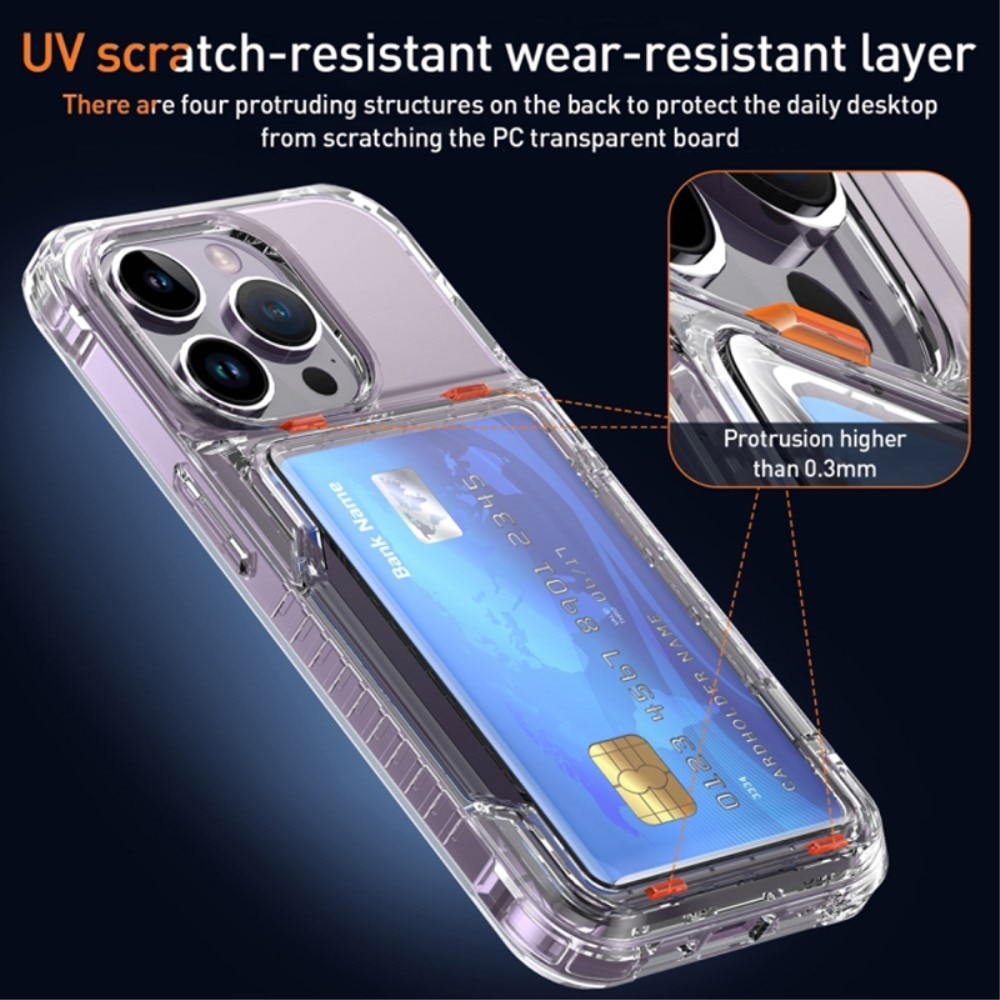 Kickstand Cover ibride portacarte iPhone 15 Pro Max trasparente