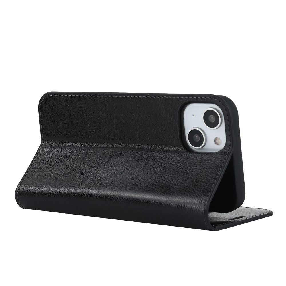 Cover Portafoglio in vera pelle iPhone 15 nero