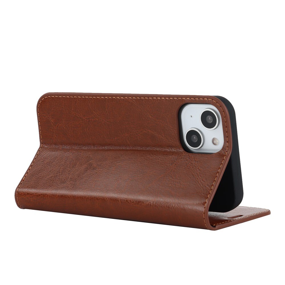 Cover Portafoglio in vera pelle iPhone 15 Marrone