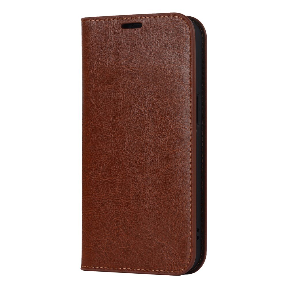 Cover Portafoglio in vera pelle iPhone 15 Marrone