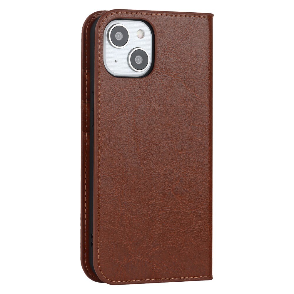 Cover Portafoglio in vera pelle iPhone 15 Marrone