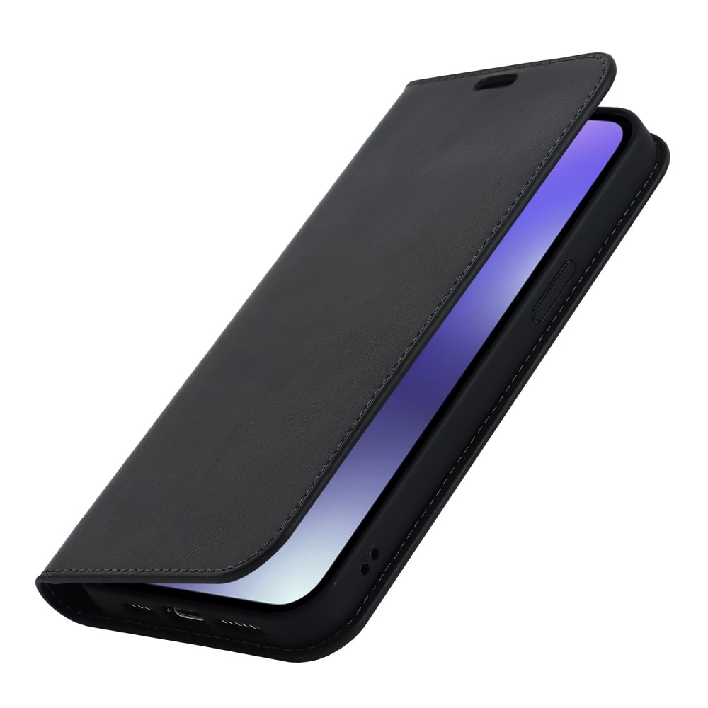 Cover Portafoglio in vera pelle iPhone 15 Pro Max nero