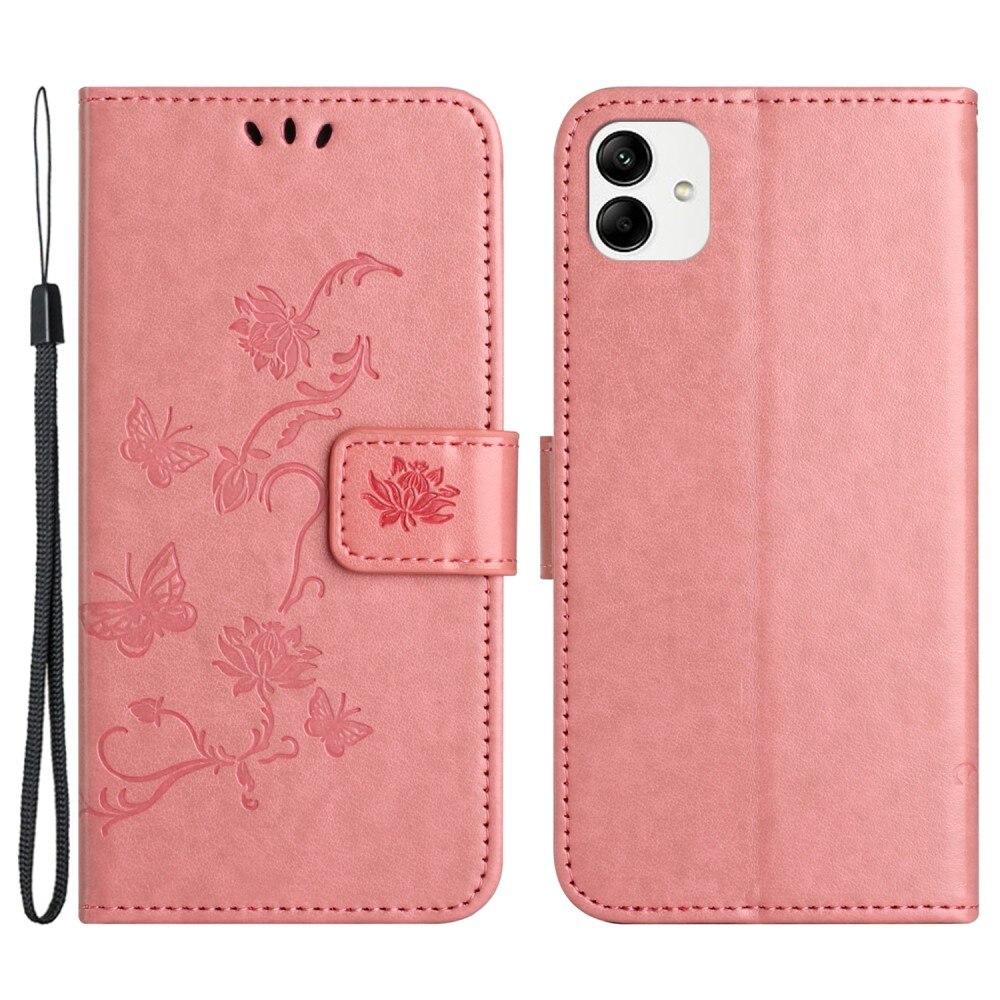 Custodia in pelle a farfalle per Motorola Moto G14 rosa