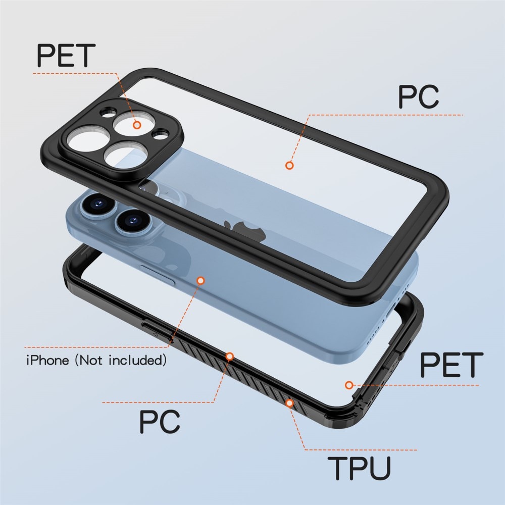 Cover ibrida impermeabile iPhone 15 Pro trasparente