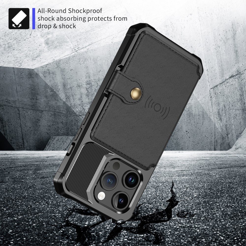 Cover con portacarte Tough Multi-slot iPhone 15 Pro Max nero