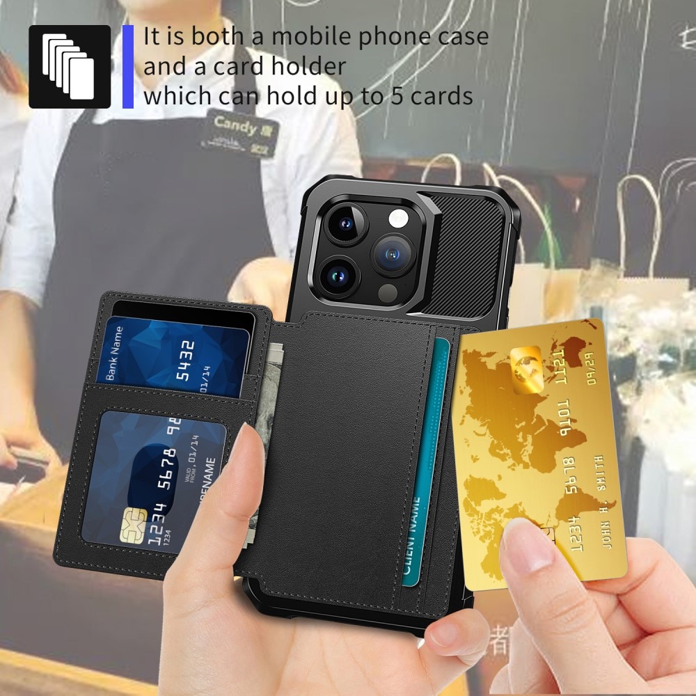 Cover con portacarte Tough Multi-slot iPhone 15 Pro Max nero