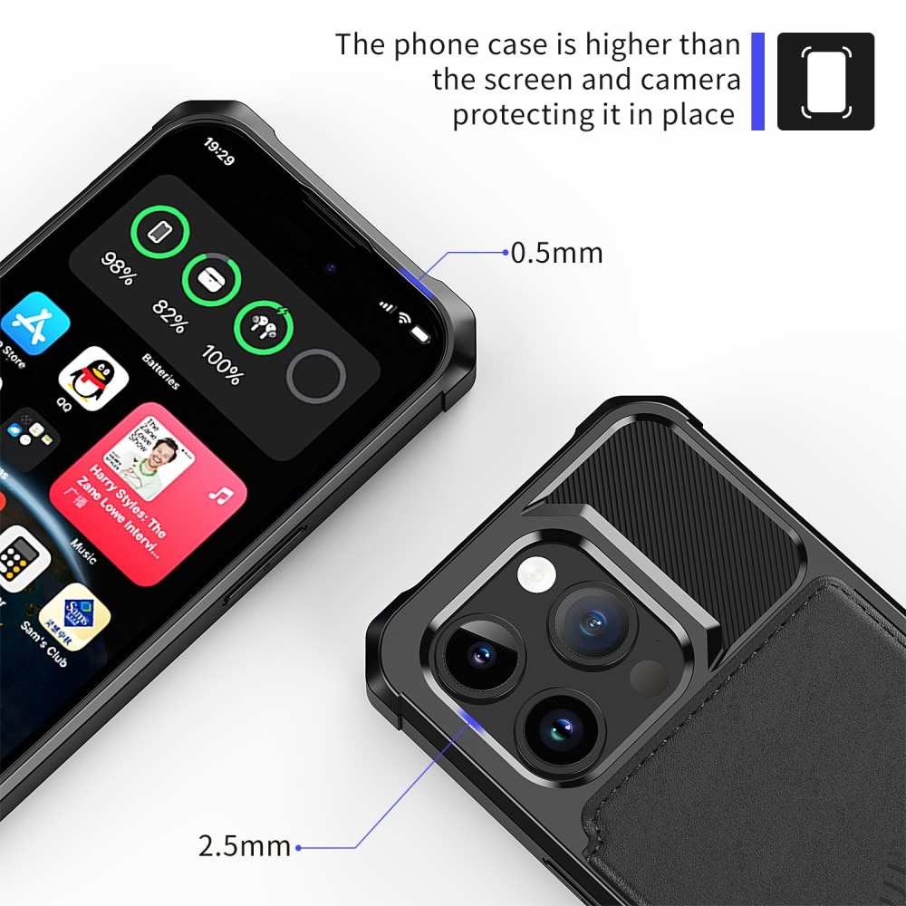 Cover con portacarte Tough Multi-slot iPhone 15 Pro Max nero