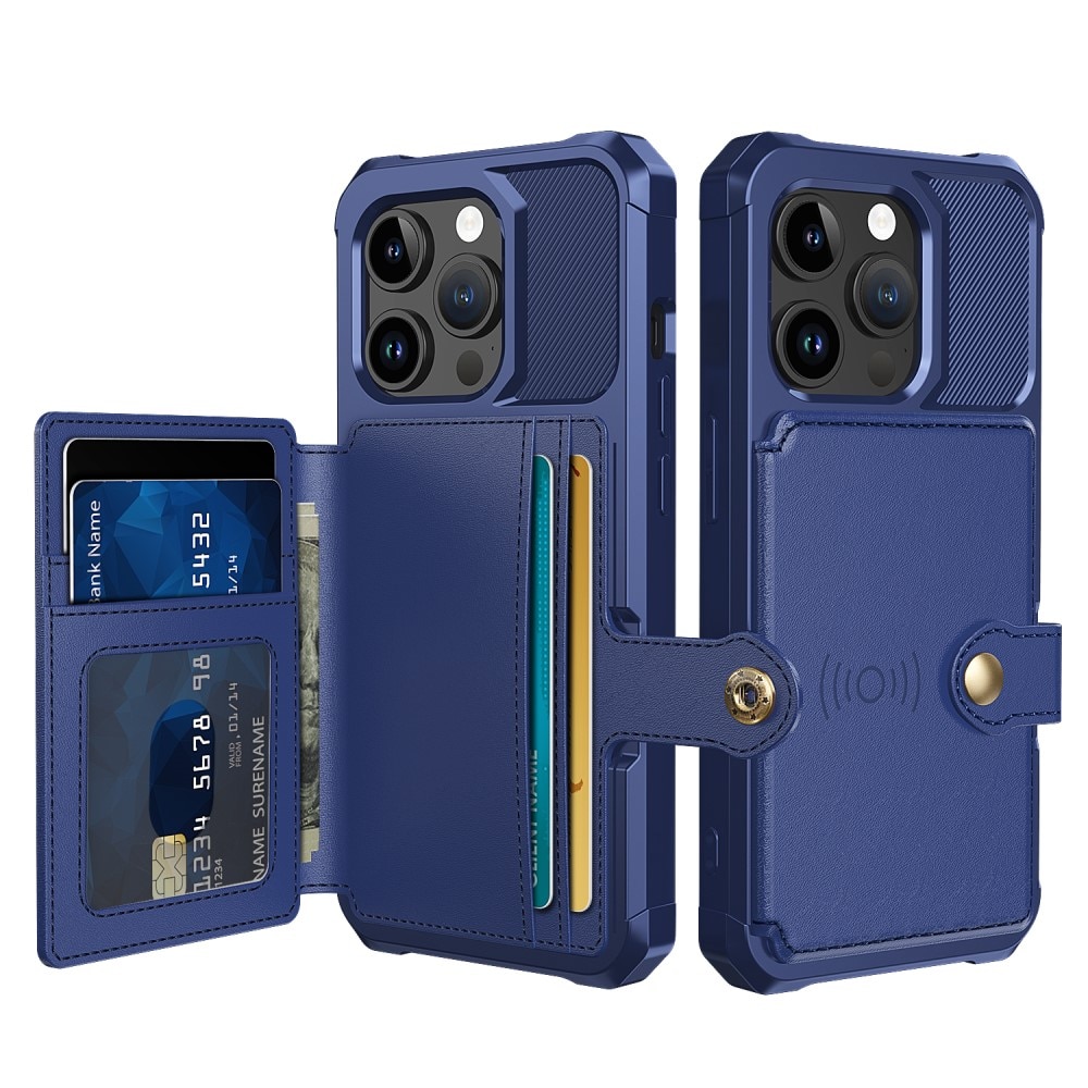 Cover con portacarte Tough Multi-slot iPhone 15 Pro Max blu