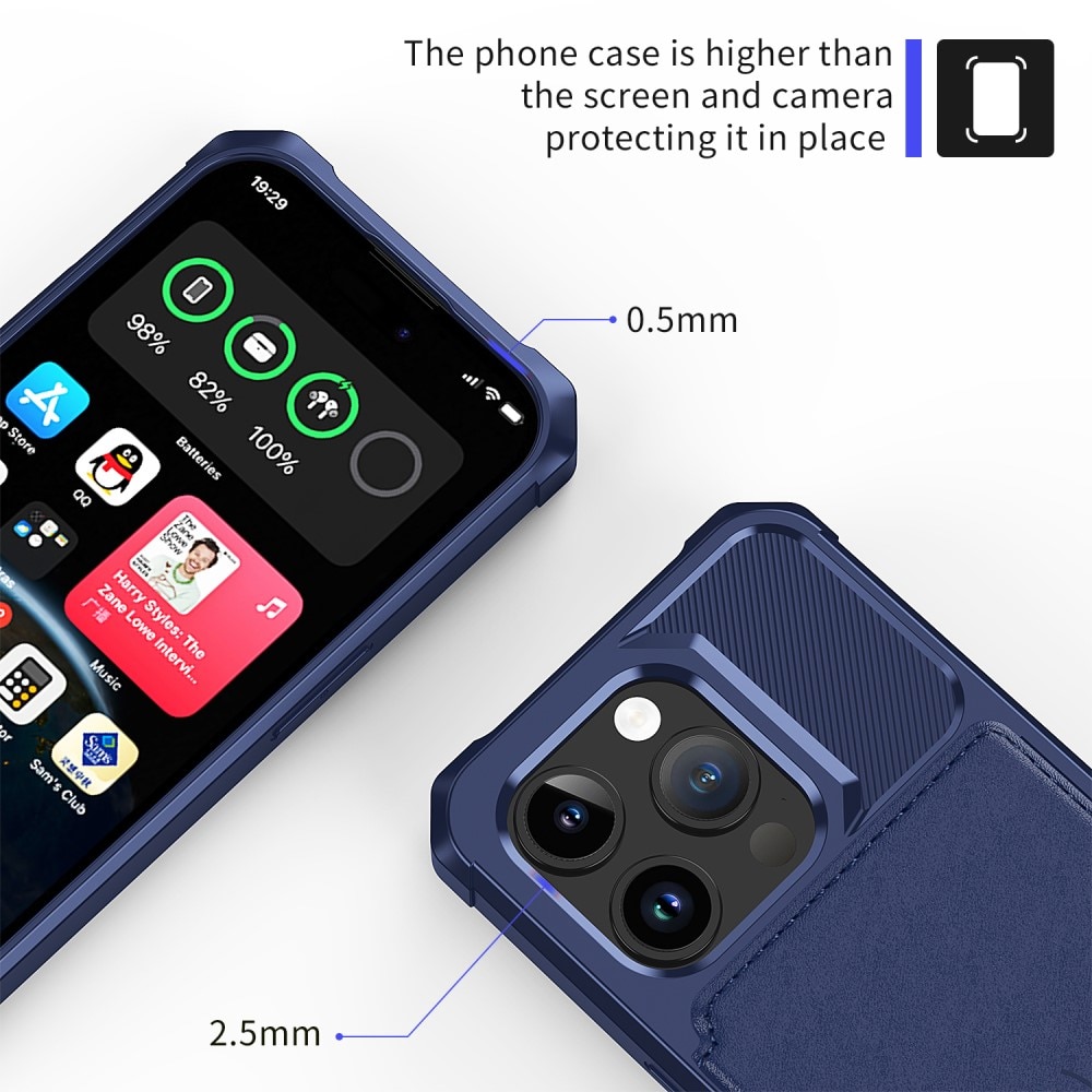 Cover con portacarte Tough Multi-slot iPhone 15 Pro Max blu