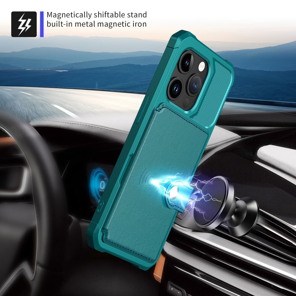 Cover con portacarte Tough Multi-slot iPhone 15 Pro Max Verde