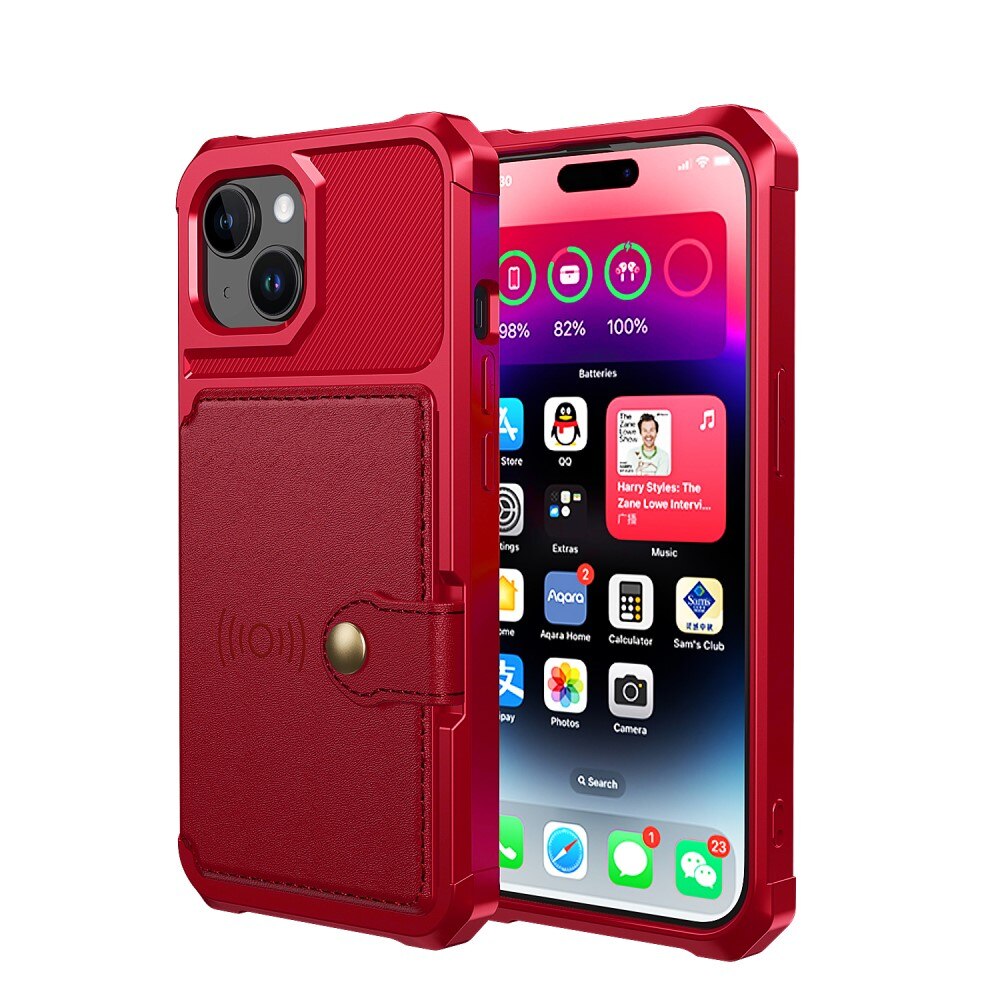 Cover con portacarte Tough Multi-slot iPhone 15 Rosso