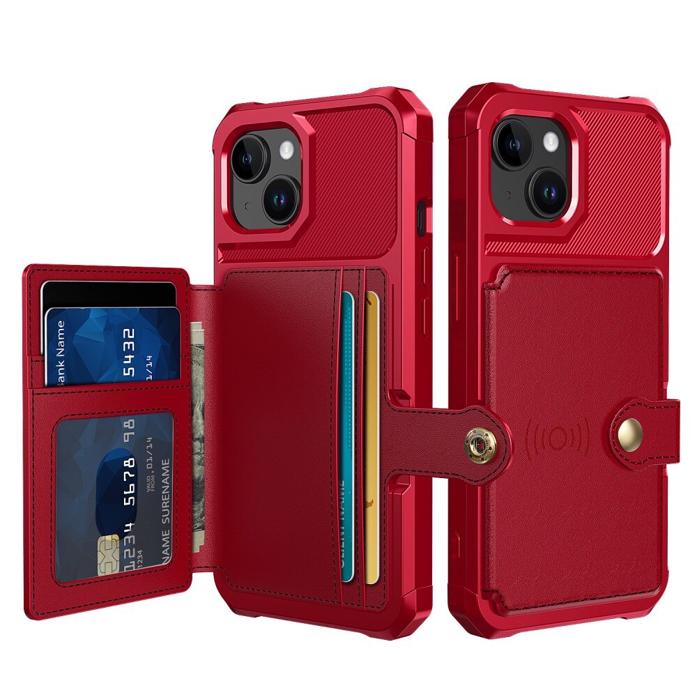 Cover con portacarte Tough Multi-slot iPhone 15 Rosso