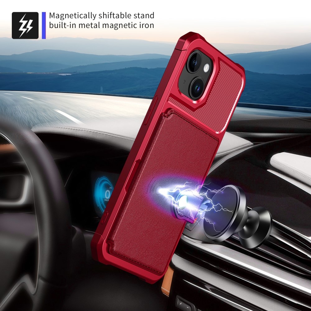 Cover con portacarte Tough Multi-slot iPhone 15 Rosso