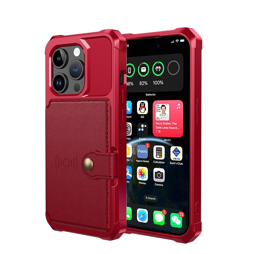 Cover con portacarte Tough Multi-slot iPhone 15 Pro Rosso