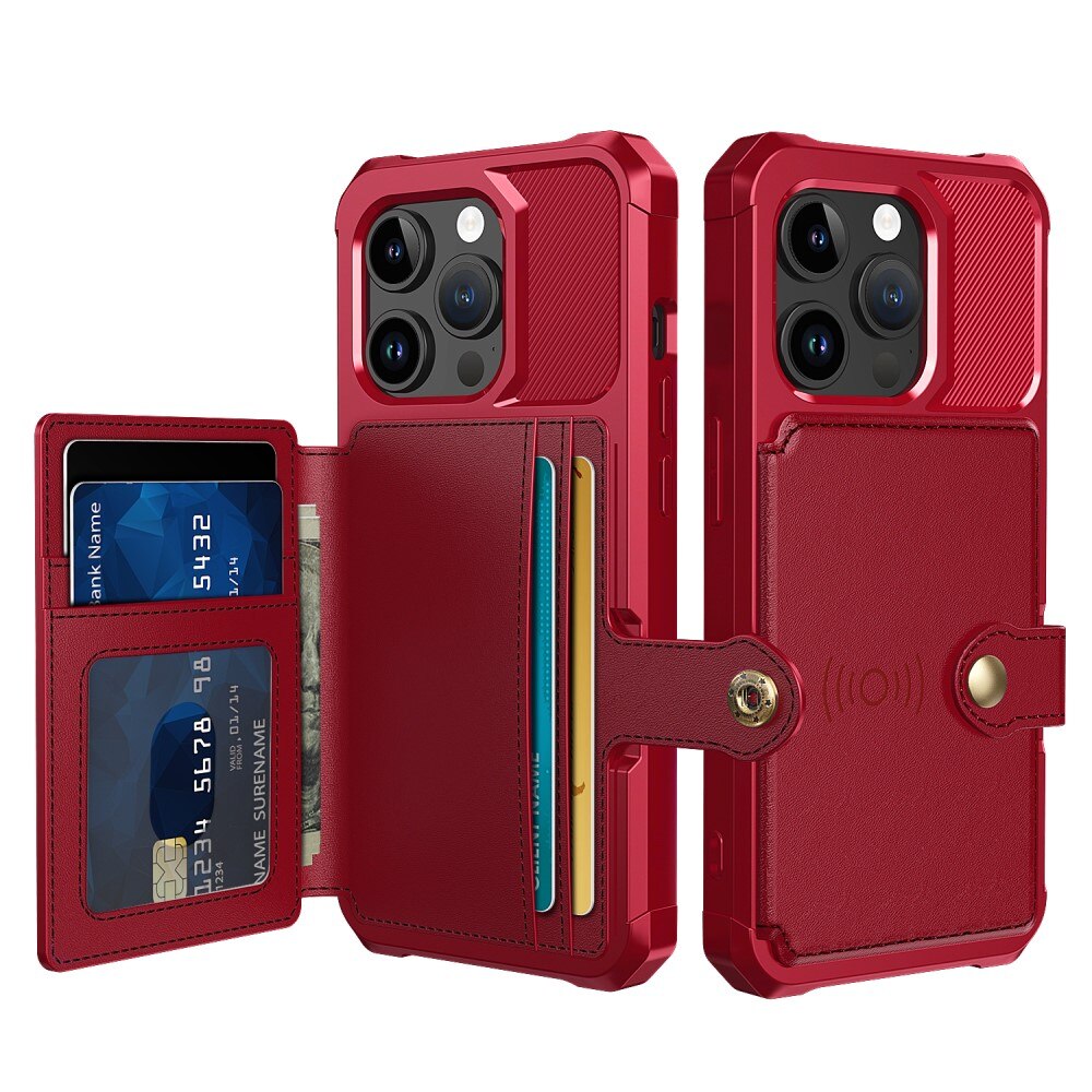 Cover con portacarte Tough Multi-slot iPhone 15 Pro Rosso