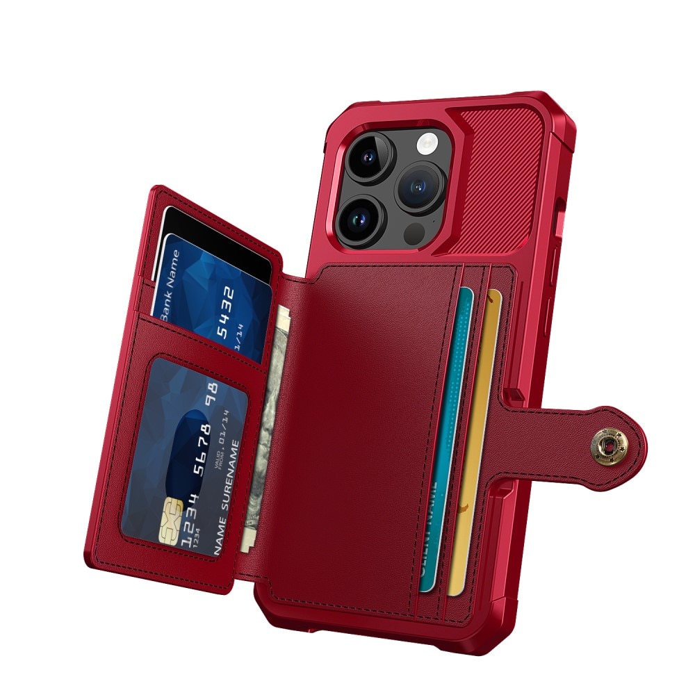 Cover con portacarte Tough Multi-slot iPhone 15 Pro Rosso