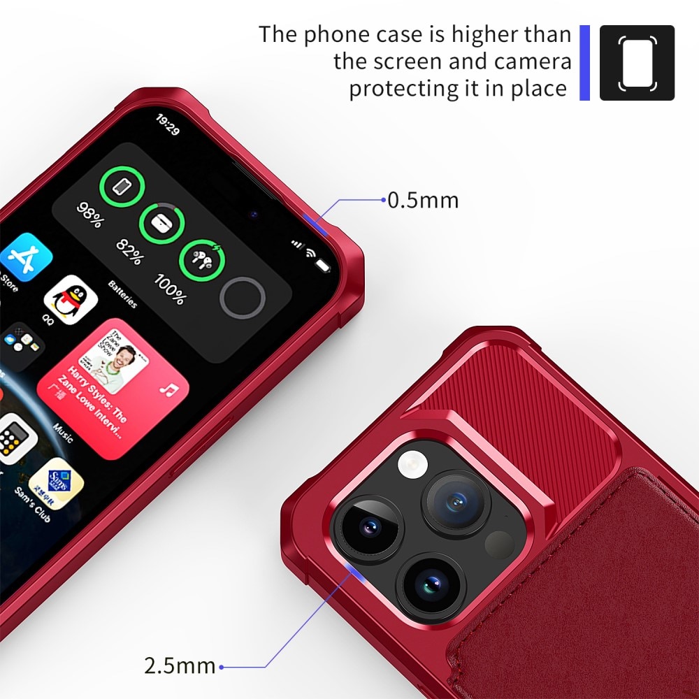 Cover con portacarte Tough Multi-slot iPhone 15 Pro Rosso