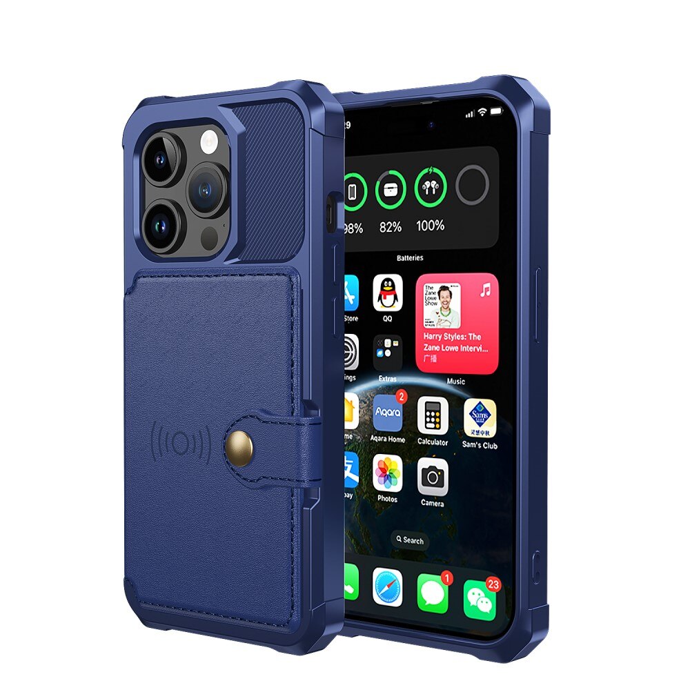 Cover con portacarte Tough Multi-slot iPhone 15 Pro Blu