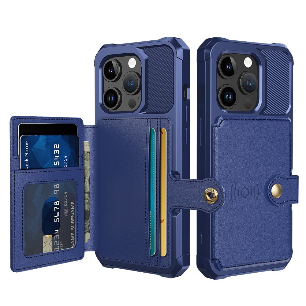 Cover con portacarte Tough Multi-slot iPhone 15 Pro Blu