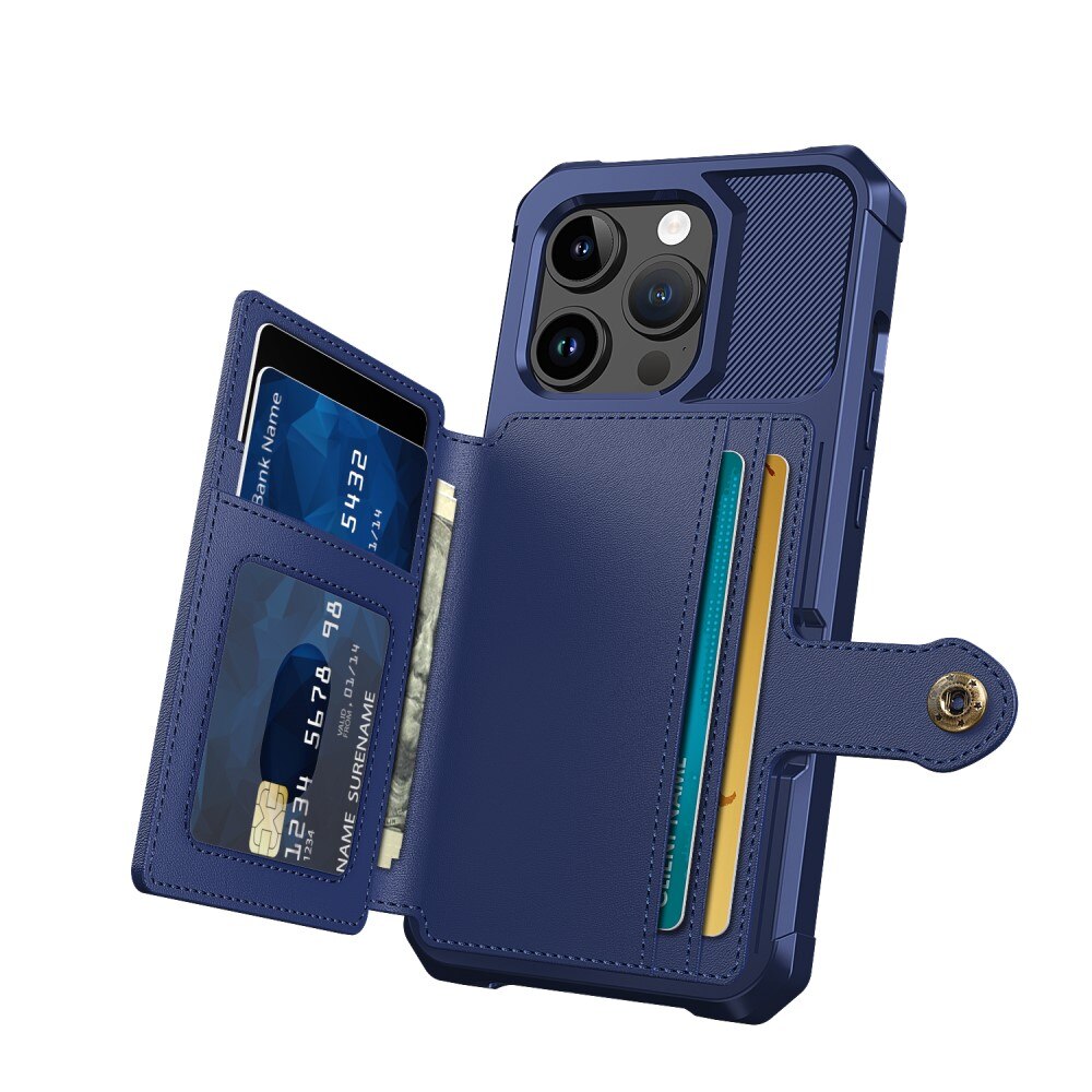 Cover con portacarte Tough Multi-slot iPhone 15 Pro Blu