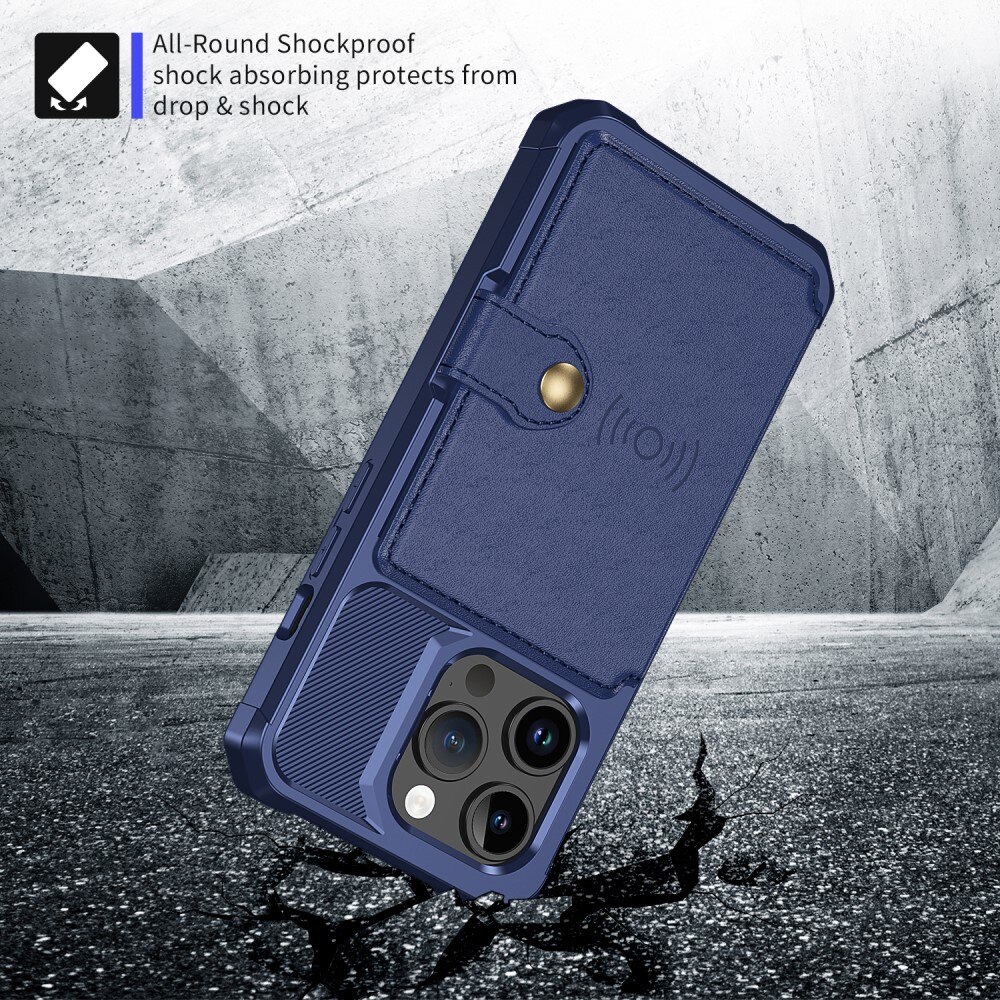 Cover con portacarte Tough Multi-slot iPhone 15 Pro Blu