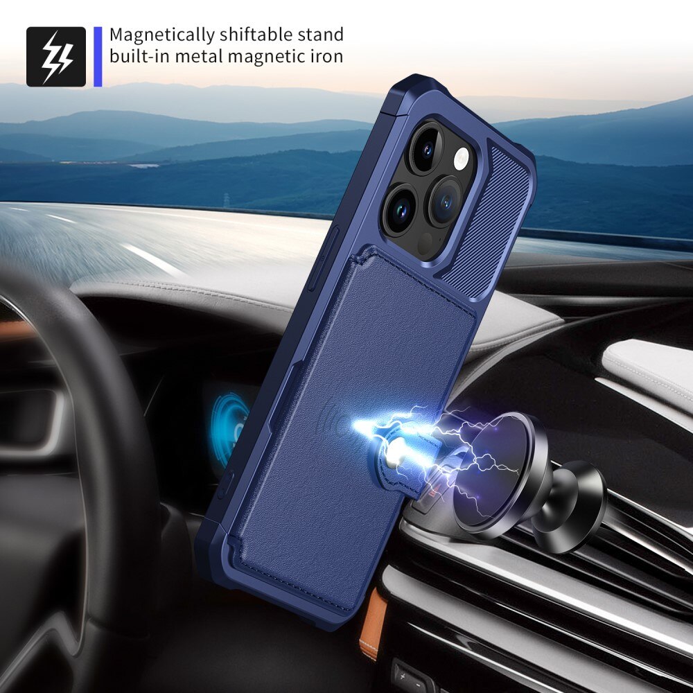 Cover con portacarte Tough Multi-slot iPhone 15 Pro Blu