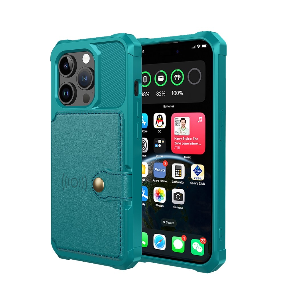 Cover con portacarte Tough Multi-slot iPhone 15 Pro Verde