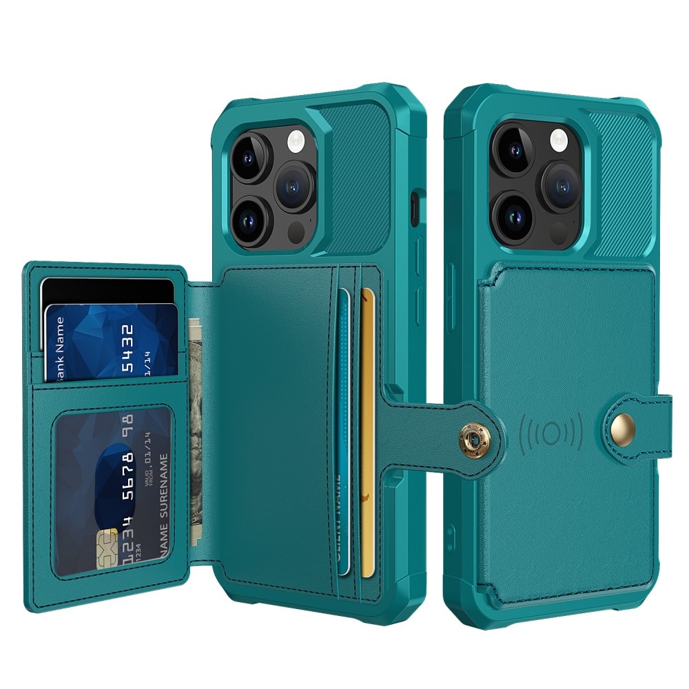 Cover con portacarte Tough Multi-slot iPhone 15 Pro Verde