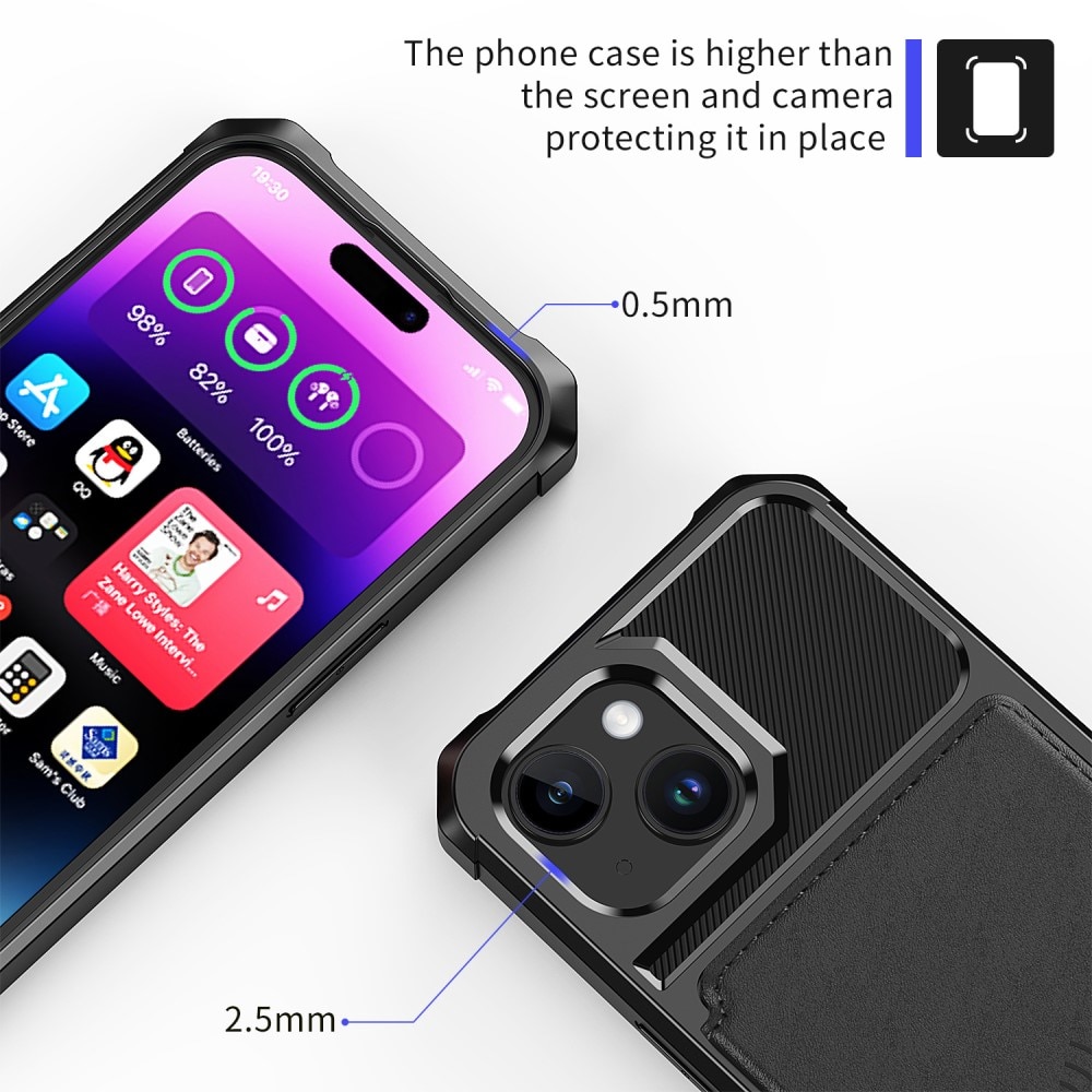 Cover con portacarte Tough Multi-slot iPhone 15 Plus nero