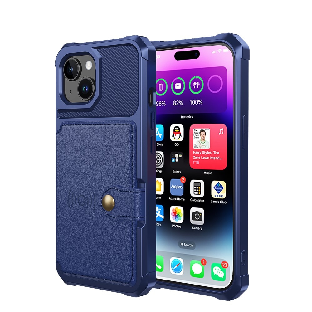 Cover con portacarte Tough Multi-slot iPhone 15 Plus blu