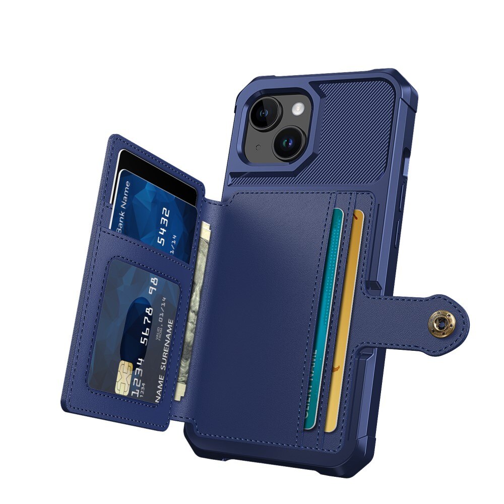 Cover con portacarte Tough Multi-slot iPhone 15 Plus blu