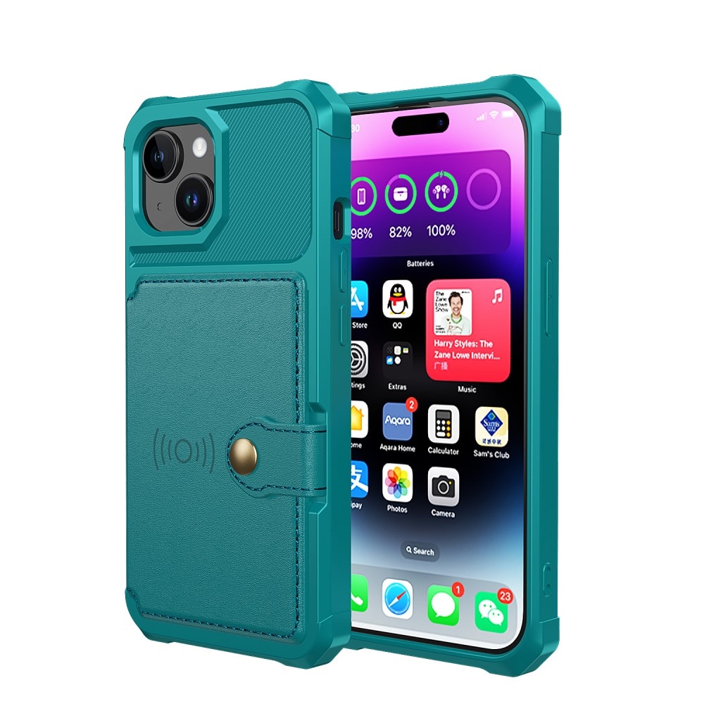 Cover con portacarte Tough Multi-slot iPhone 15 Plus verde