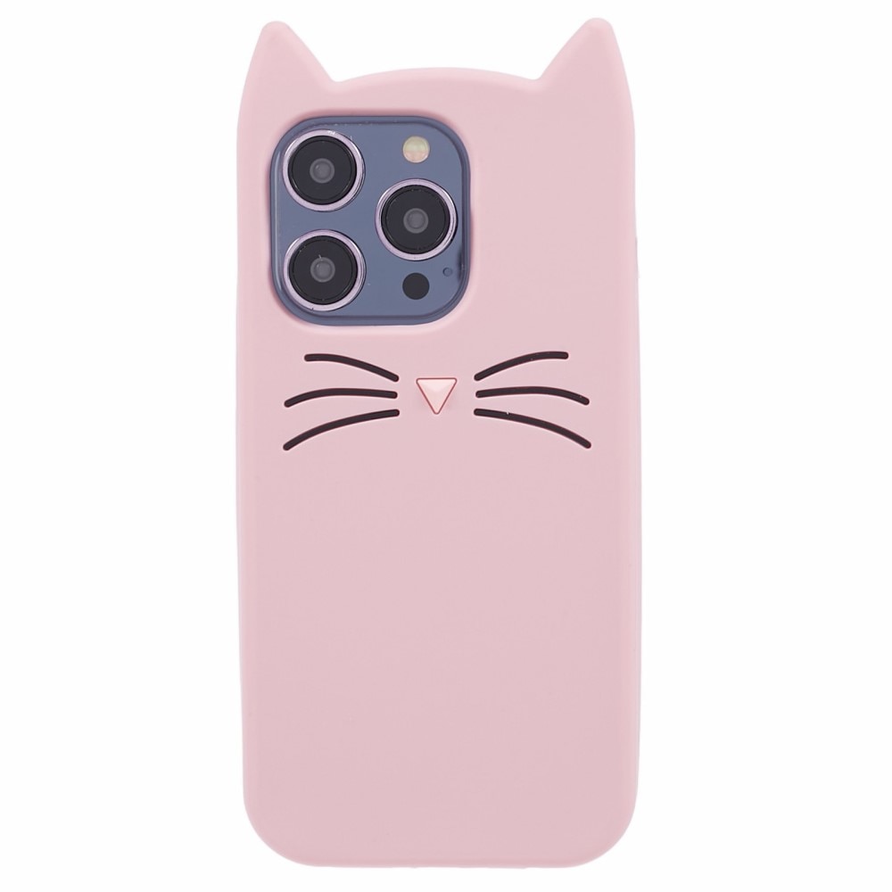 Cover in silicone Gatto iPhone 14 Pro rosa