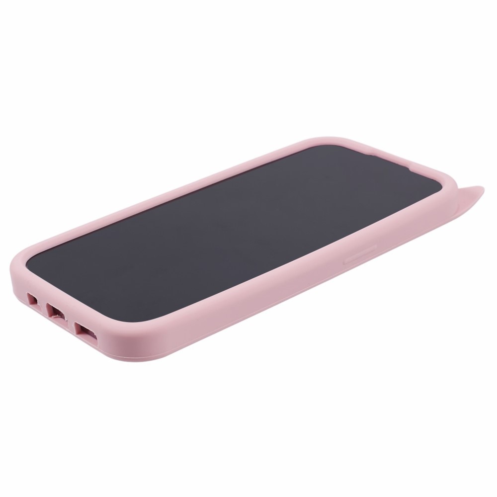 Cover in silicone Gatto iPhone 14 Pro rosa