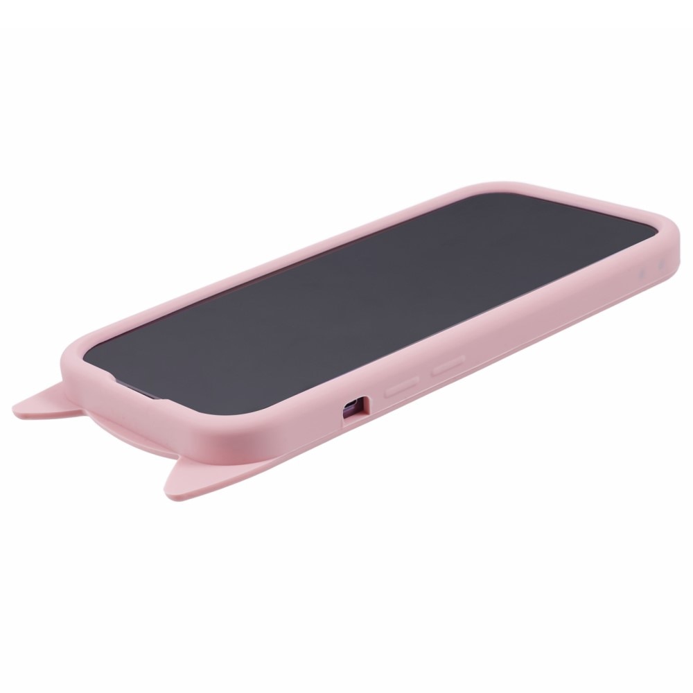 Cover in silicone Gatto iPhone 14 Pro rosa