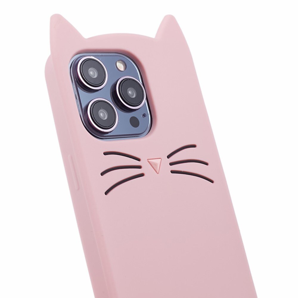 Cover in silicone Gatto iPhone 14 Pro rosa