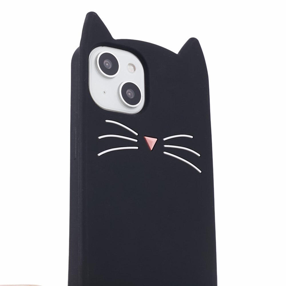 Cover in silicone Gatto iPhone 13 nero