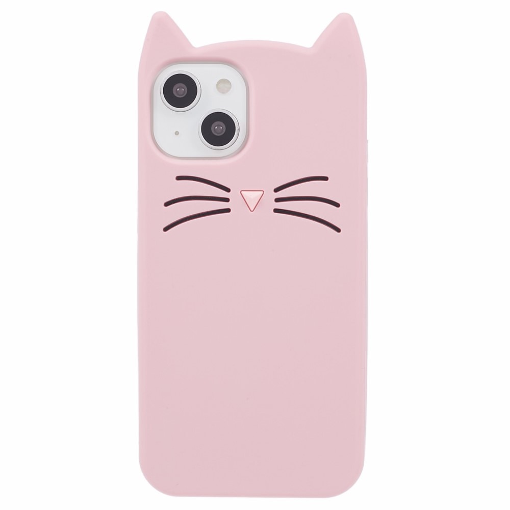 Cover in silicone Gatto iPhone 13 rosa