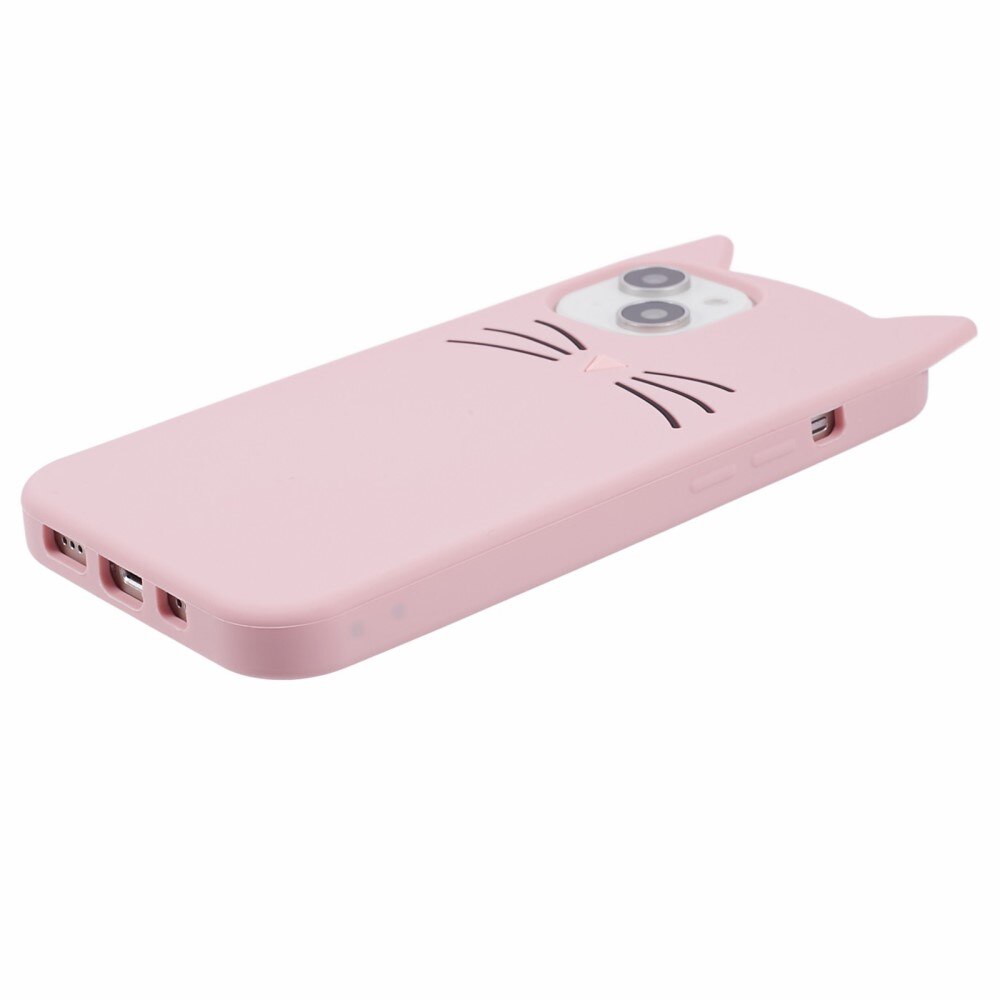 Cover in silicone Gatto iPhone 13 rosa