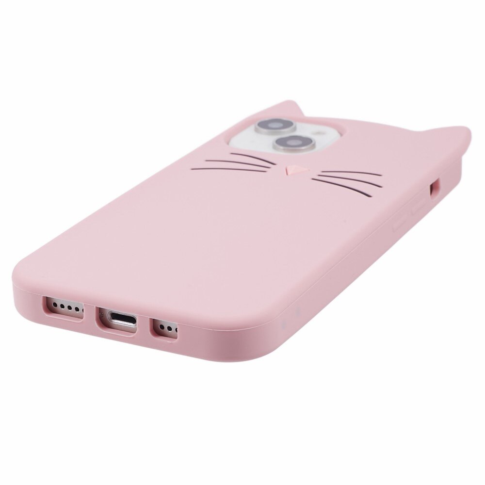 Cover in silicone Gatto iPhone 13 rosa